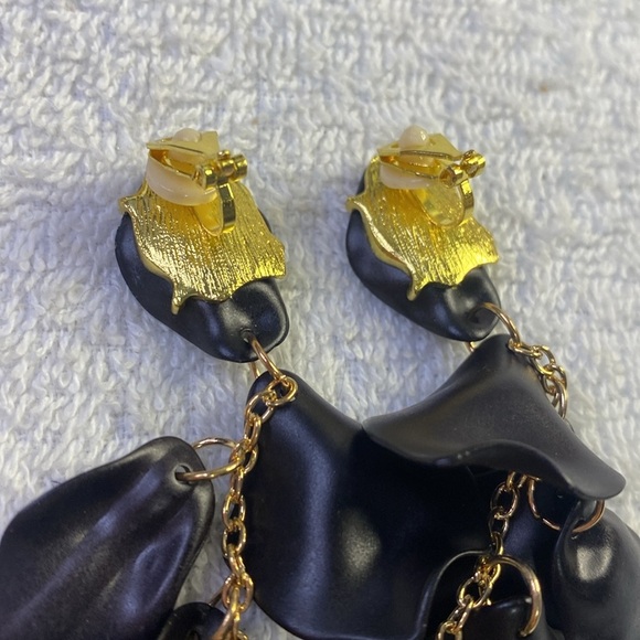 # 26 Clip On Long Acrylic Rose Petal Drop Dangle Earrings Fashion Bohemian - Picture 5 of 7